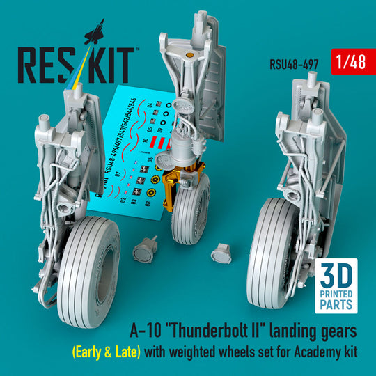 A-10 Thunderbolt II landing gears (Early & Late) with weighted wheels set for Academy kit (Metal+3D Printed)