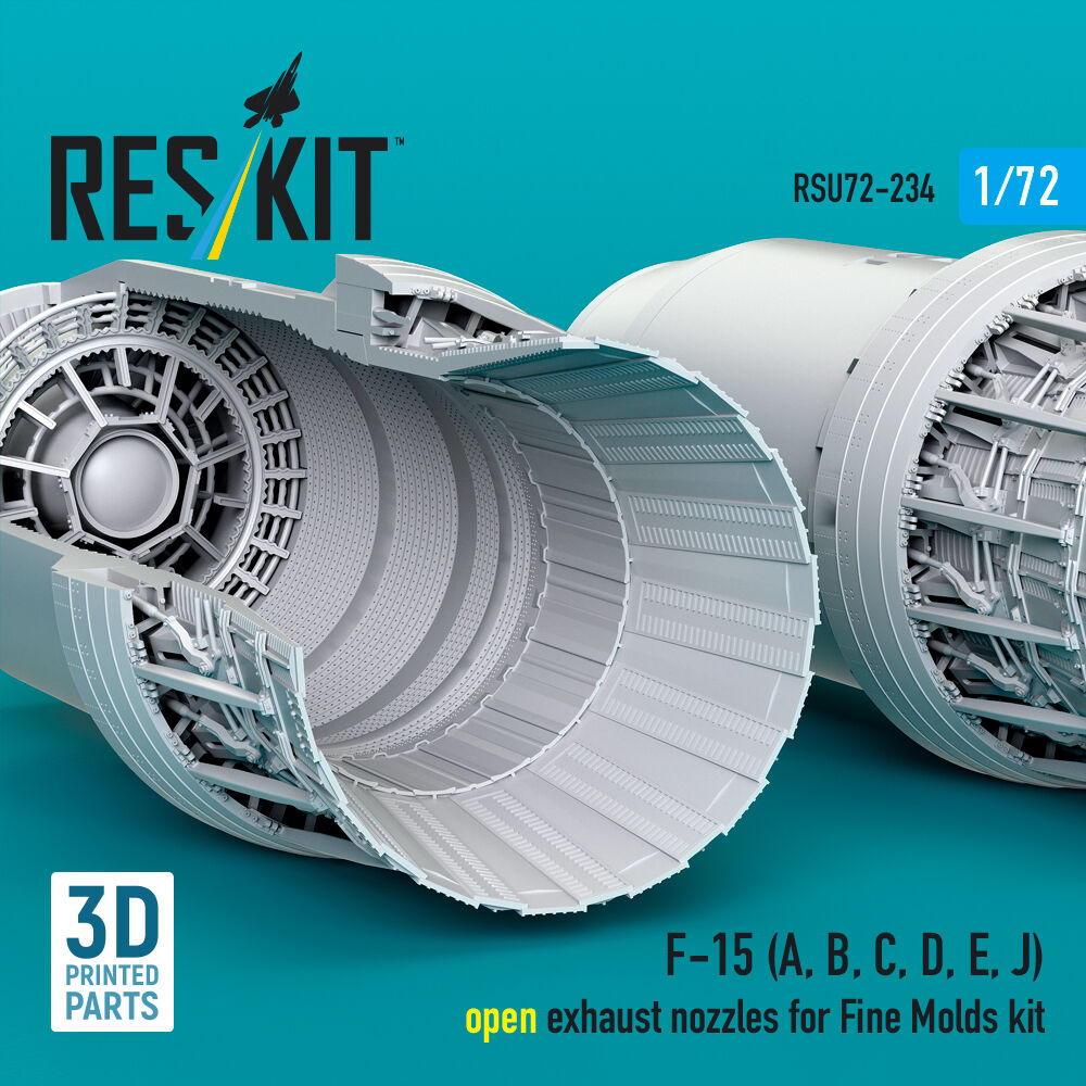 F?15 Eagle/Strike Eagle (A,B,C,D,E early,J) F100-PW-220 open exhaust nozzles for Fine Molds kit (3D Printed)