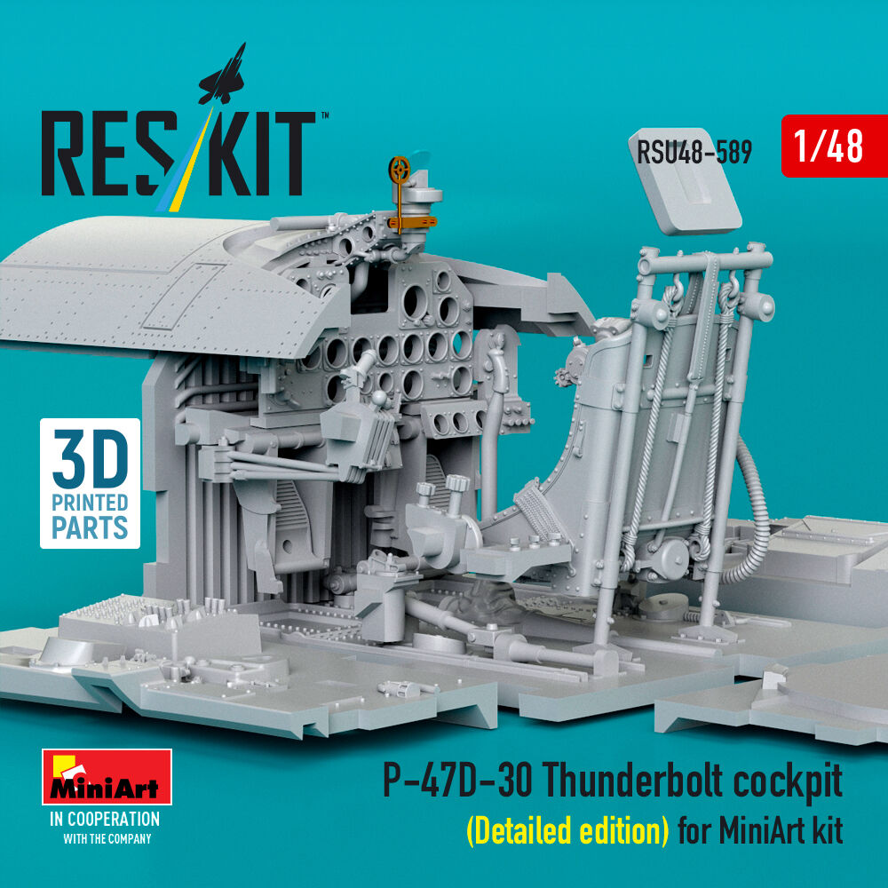 P-47D-30 Thunderbolt cockpit (Detailed edition) for MiniArt kit (3D Printed)