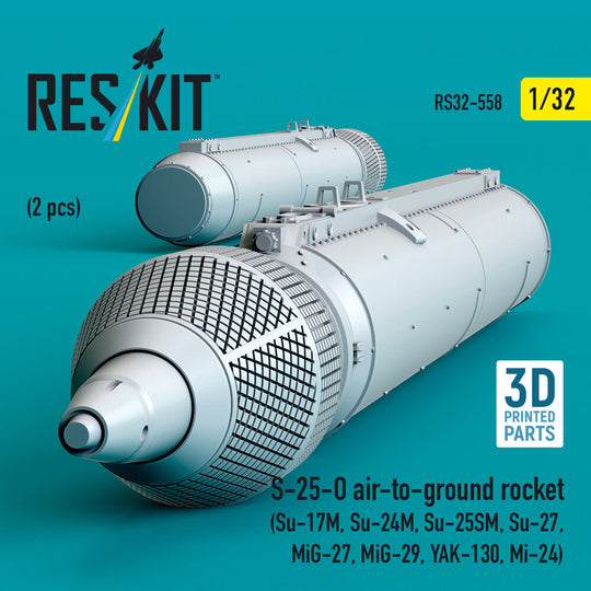 S-25-O air-to-ground rocket (2 pcs) (Su-17M, Su-24M, Su-25SM, Su-27, MiG-27, MiG-29, YAK-130, Mi-24) (3D Printed)