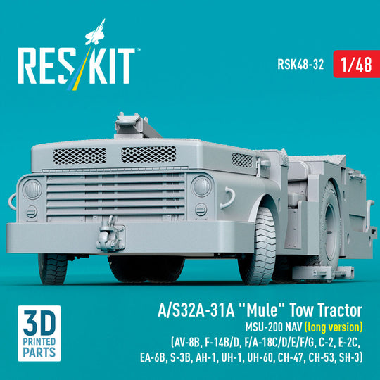 A/S32A-31A Mule Tow Tractor MSU-200 NAV (long version) (AV-8B, F-14B/D, F/A-18C/D/E/F/G, C-2, E-2?, EA-6B, S-3B, AH-1, UH-1, UH-60, CH-47, CH-53, SH-3) (3D Printed model kit)