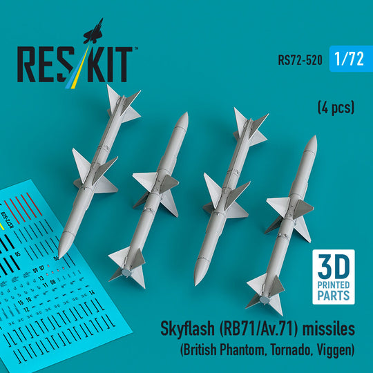 Skyflash (RB71/Av.71) missiles (4 pcs) (British Phantom, Tornado, Viggen) (3D Printed)
