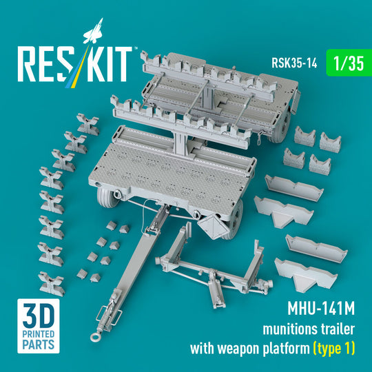 MHU-141M munitions trailer with weapon platform (type 1) (3D Printed model kit)