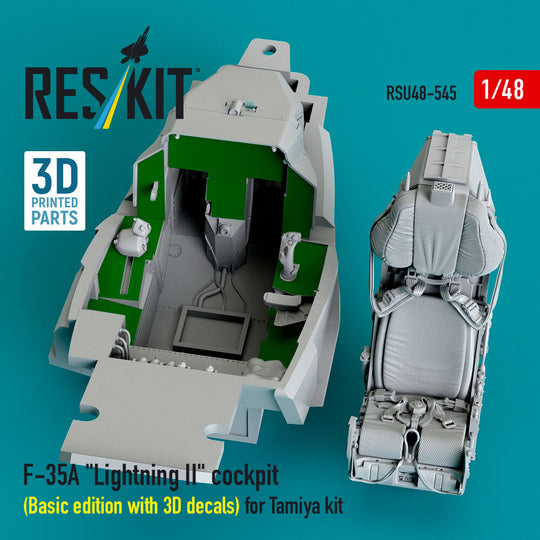F-35A Lightning II cockpit (Basic edition with 3D decals) for Tamiya kit (3D Printed)