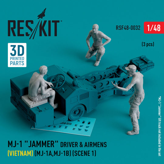 MJ-1 Jammer Driver & airmens (Vietnam) (MJ-1A,MJ-1B) (scene 1) (3 pcs) (3D Printed)