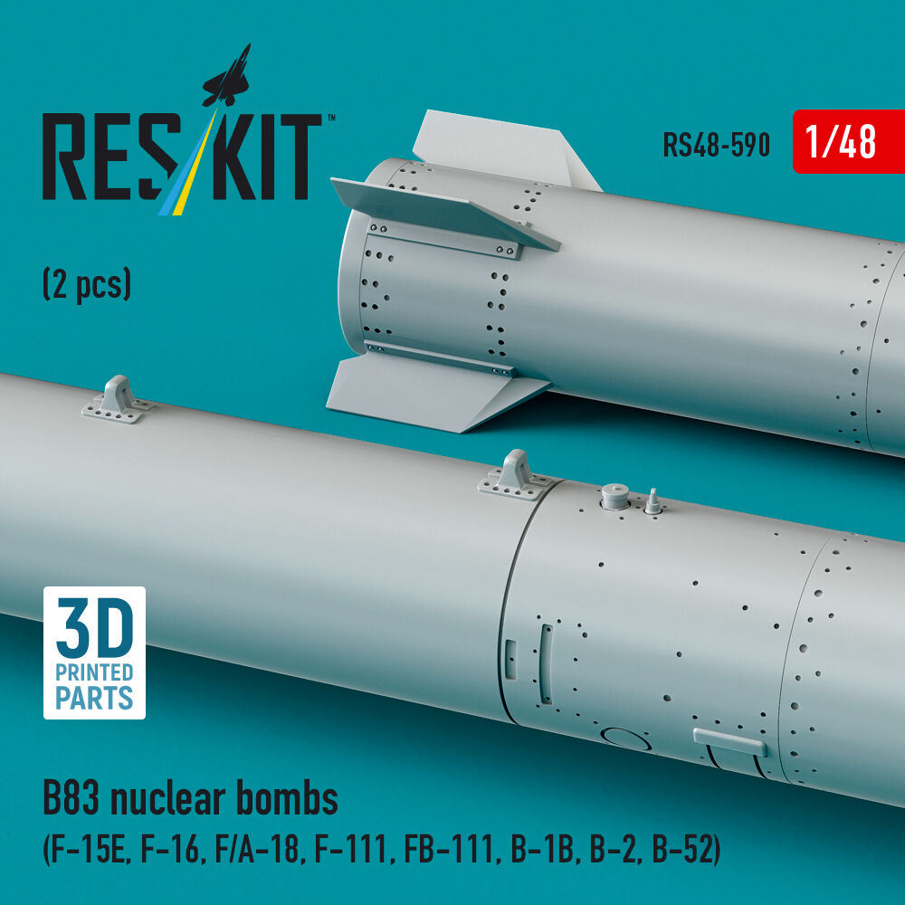 B83 nuclear bombs (2 pcs) (F-15E, F-16, F/A-18, F-111, FB-111, B-1B, B-2, B-52) (3D Printed)