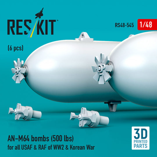 AN-M64 bombs (6 pcs) (500 lbs) for all USAF & RAF of WW2 & Korean War (3D Printed)