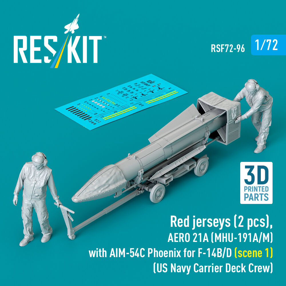 Red jerseys (2 pcs), AERO 21A (MHU-191A/M) with AIM-54C Phoenix for F-14B/D (scene 1) (US Navy Carrier Deck Crew) (3D Printed)