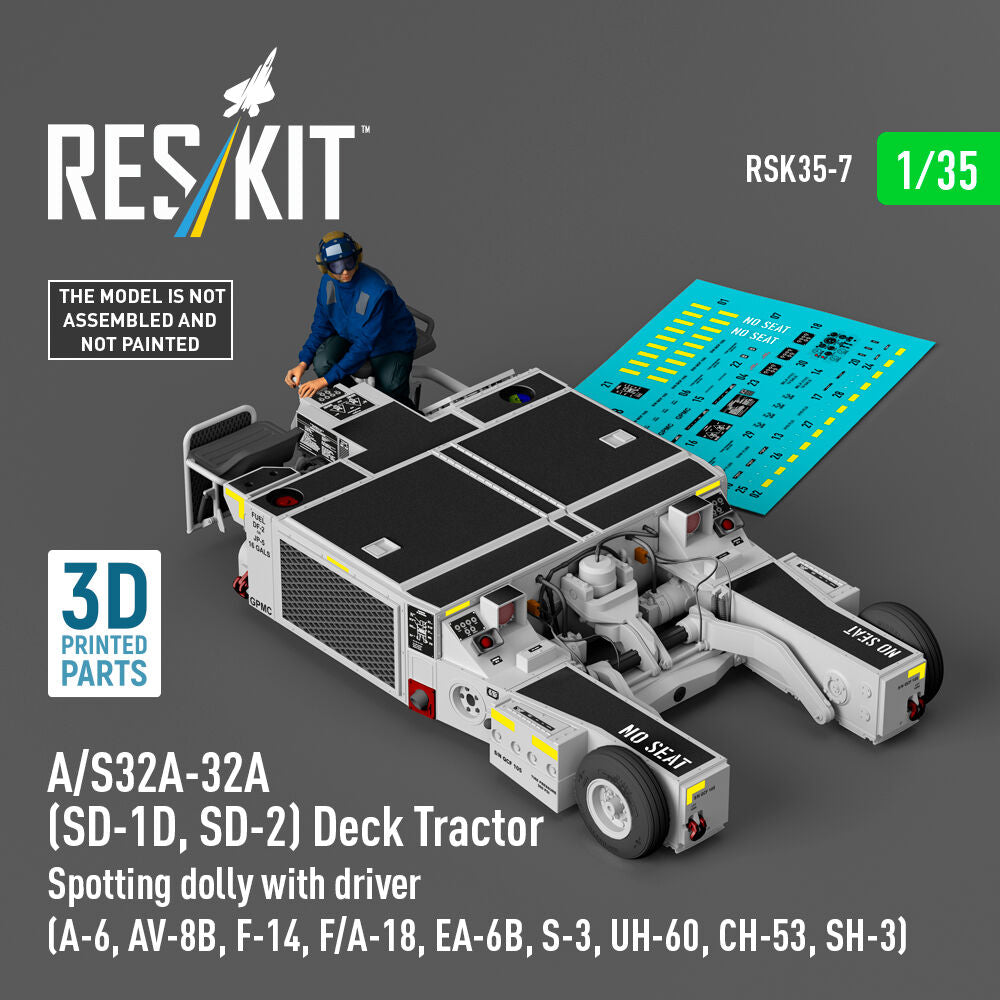 A/S32A-32A (SD-1D, SD-2) Deck Tractor Spotting dolly with driver (UH-60, CH-53, SH-3) (3D Printed model kit)