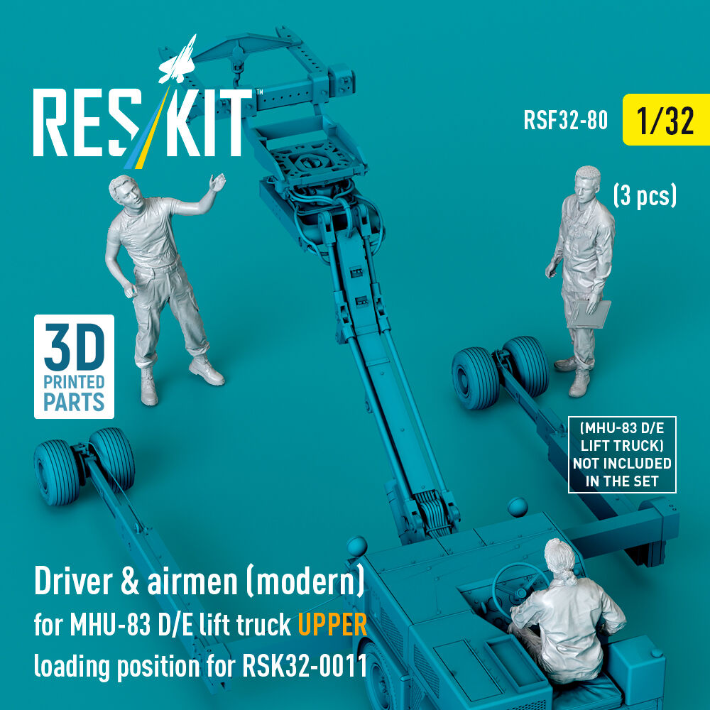 Driver & airmen (modern) (3 pcs) (MHU-83 D/E lift truck UPPER loading position for RSK32-0011) (3D Printed)