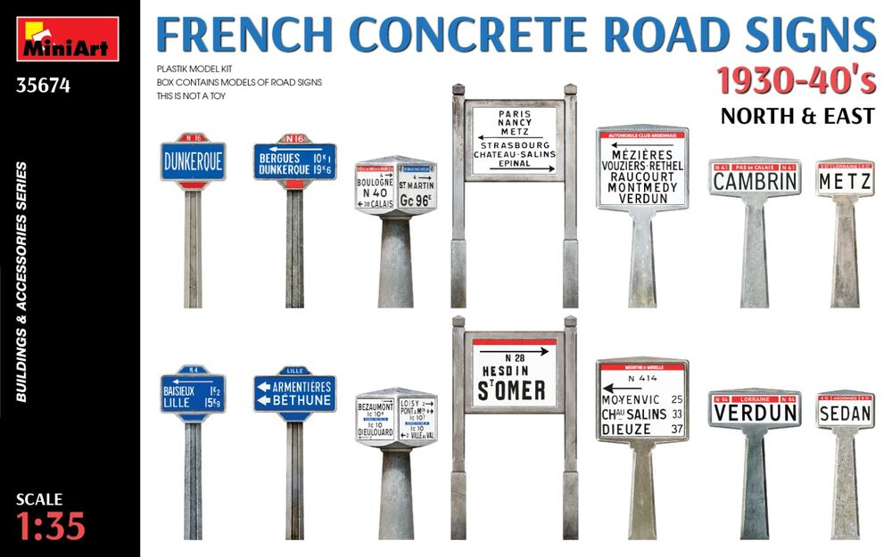 French Concrete Road Signs 1930-40's. North & East
