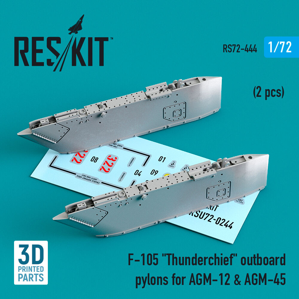 F-105 Thunderchief outboard AGM-12 & AGM-45 pylons (2 pcs) (3D Printed)