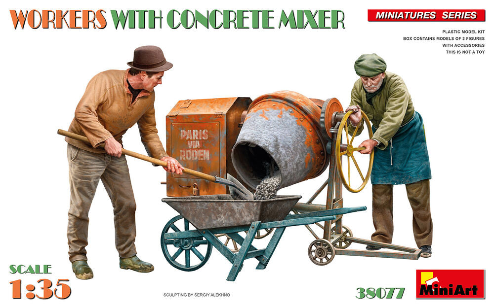 WORKERS WITH CONCRETE MIXER