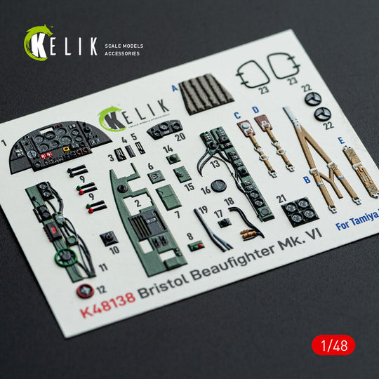 Bristol Beaufighter Mk.VI - interior 3D decals for Tamiya kit