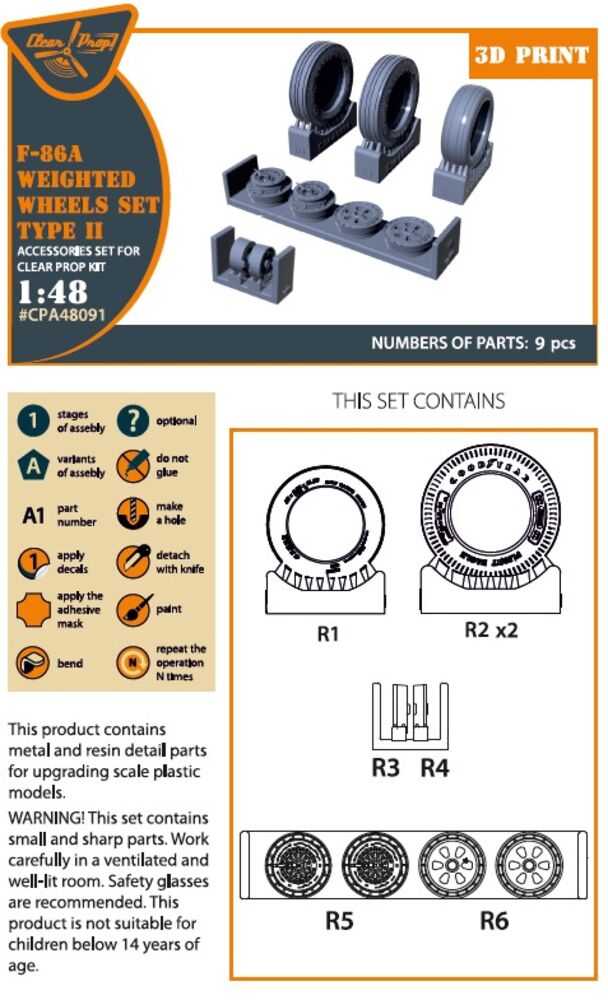 F-86A Wheels set (weighted) type 2 for CP kits