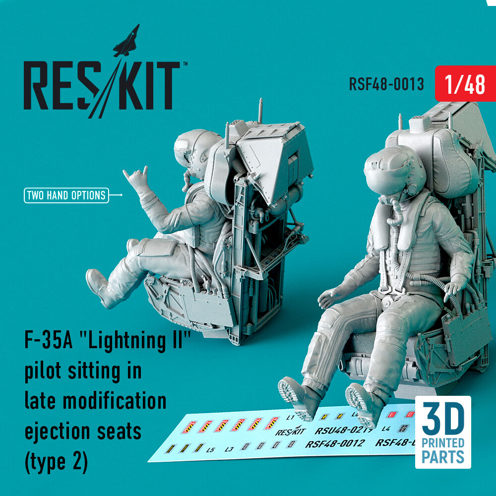 F-35A Lightning II pilot sitting in late modification ejection seats (type 2) (3D Printed)
