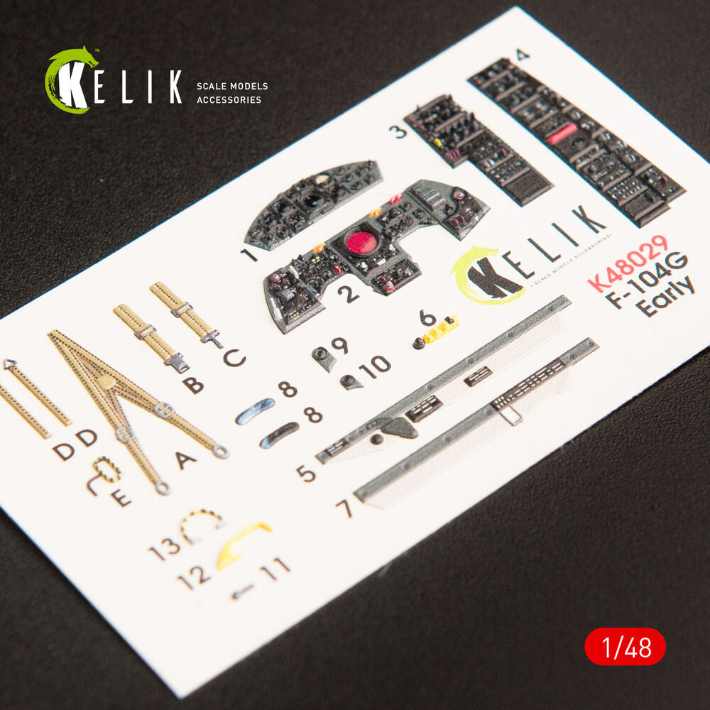 F-104G Starfighter early type interior 3D decals for Hasegawa kit