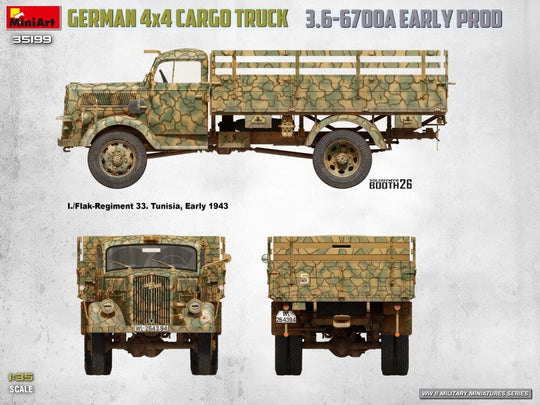 German 3t 4x4 Cargo Truck 3.6-6700A Early Prod
