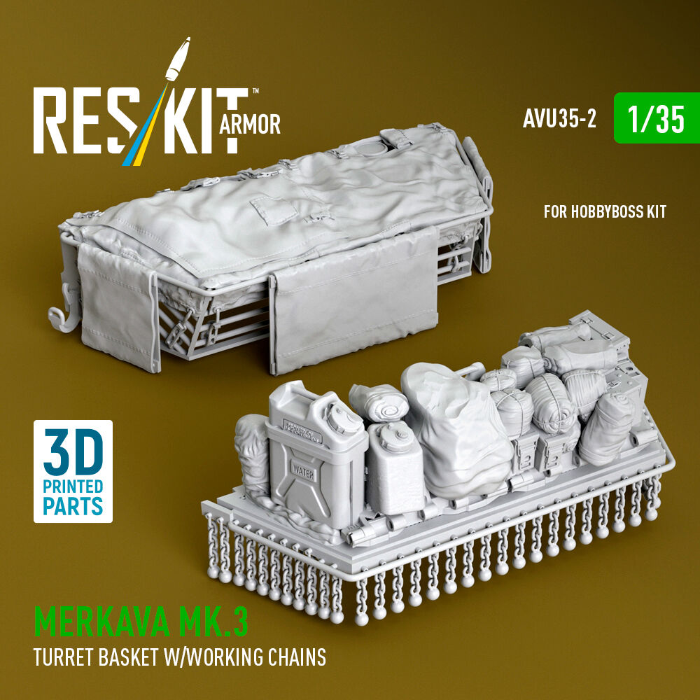 Merkava Mk.3 turret basket w/working chains for HobbyBoss kit (3D Printed)
