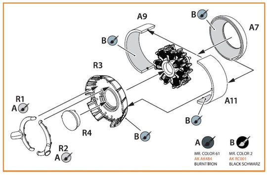 Ki-51 Sonia (all versions) resin exhaust & cooling gills for CP kits CP72011/CP72012/CP72013