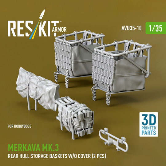 Merkava Mk.3 rear hull storage baskets w/o cover (2 pcs) for HobbyBoss kit (3D Printed)