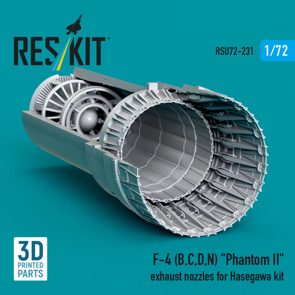 F-4 (B, C, D, N) Phantom II exhaust nozzles for Hasegawa kit (3D Printed)