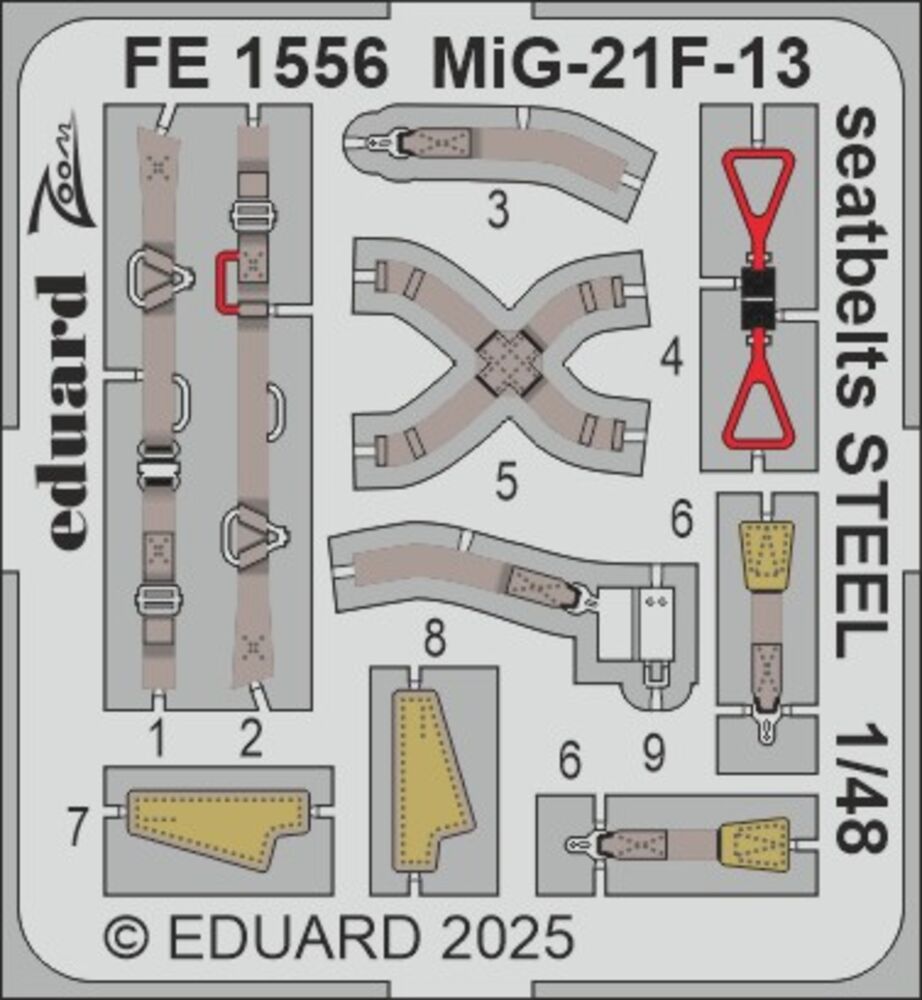 MiG-21F-13 seatbelts STEEL 1/48 for Eduard