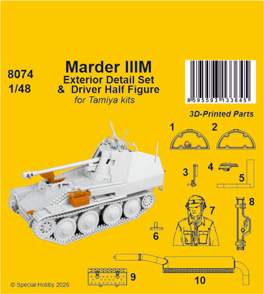 Marder IIIM Exterior Detail Set & Driver Half Figure for Tamiya