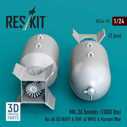 MK.36 bombs (1000 lbs) for all US NAVY & RAF of WW2 & Korean War (2 pcs) (3D Printed)