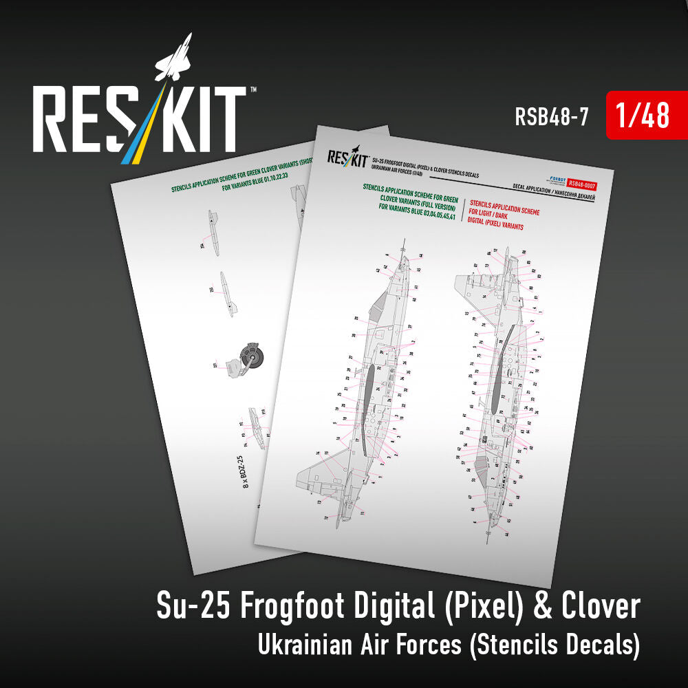 Su-25 Frogfoot Digital (Pixel) & Clover Ukrainian Air Forces (Stencils Decals)(1/48)