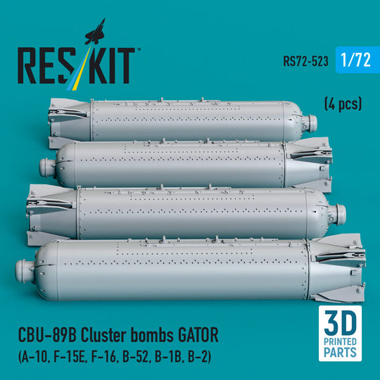 CBU-89B cluster bombs GATOR (4 pcs) (A-10, F-15E, F-16, B-52, B-1B, B-2) (3D Printed)