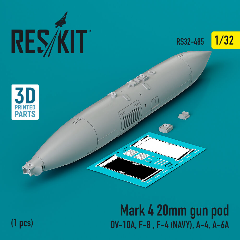 Mark 4 20mm gun pod (1 pcs) (OV-10A, F-8 , F-4 (USN), A-4, A-6A) (3D Printed)