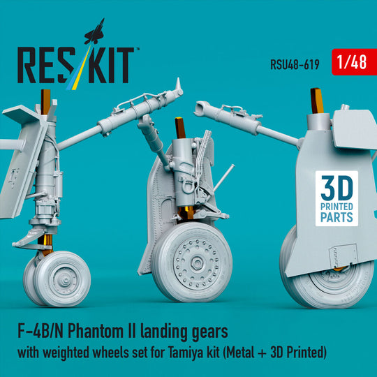 F-4B/N Phantom II landing gears with weighted wheels set for Tamiya kit (Metal + 3D Printed)