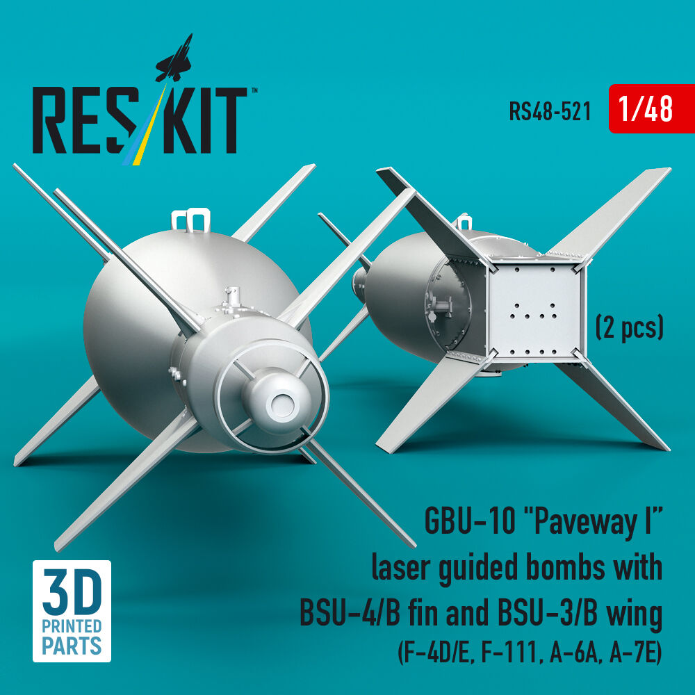 GBU-10 Paveway I laser guided bombs with BSU-4/B fin and BSU-3/B wing (2 pcs) (F-4D/E, F-111, A-6A, A-7E) (3D Printed)
