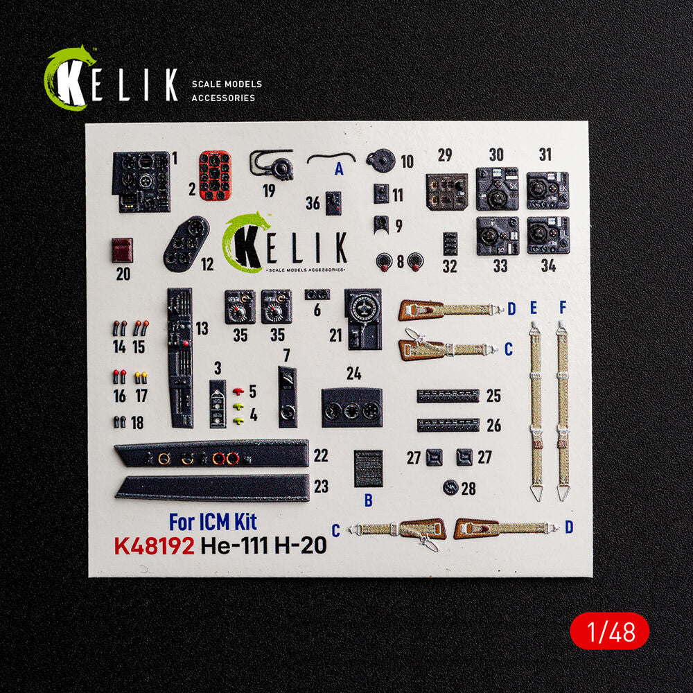 He-111 H-20 - interior 3D decals for ICM