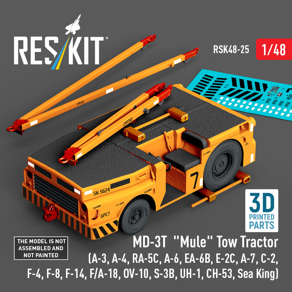 MD-3T Mule Tow Tractor (A-3, A-4, RA-5C, A-6, EA-6B, E-2C, A-7, C-2, F-4, F-8, F-14, F/A-18, OV-10, S-3B, UH-1, CH-53, Sea King) (3D Printed model kit)