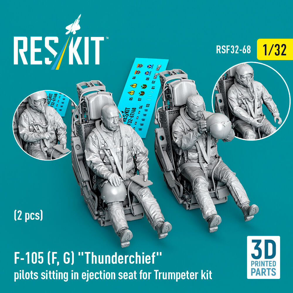 F-105F/G Thunderchief pilots sitting in ejection seat for Trumpeter kit (2 pcs) (3D Printed)