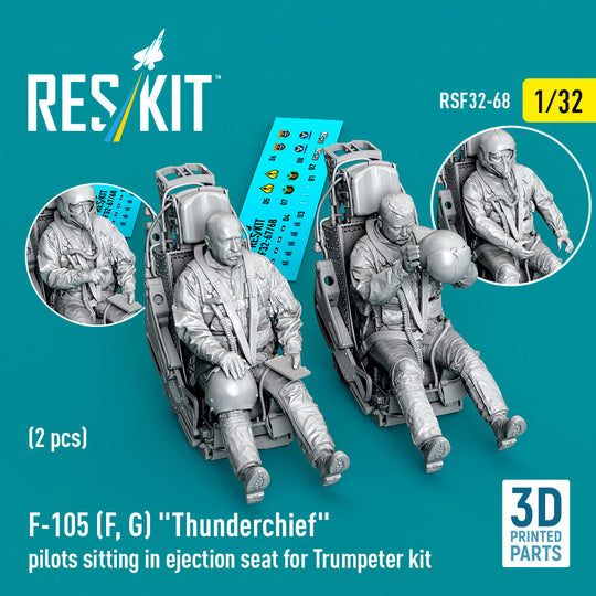 F-105F/G Thunderchief pilots sitting in ejection seat for Trumpeter kit (2 pcs) (3D Printed)
