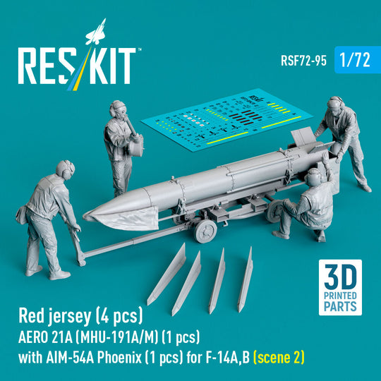Red jersey (4 pcs) AERO 21A (MHU-191A/M) (1 pcs) with AIM-54A Phoenix (1 pcs) for F-14A,B (scene 2) (3D Printed)