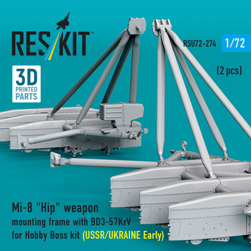 Mi-8 Hip weapon mounting frame with BD3-57KrV for Hobby Boss kit (USSR/UKRAINE Early) (2 pcs) (3D Printed)