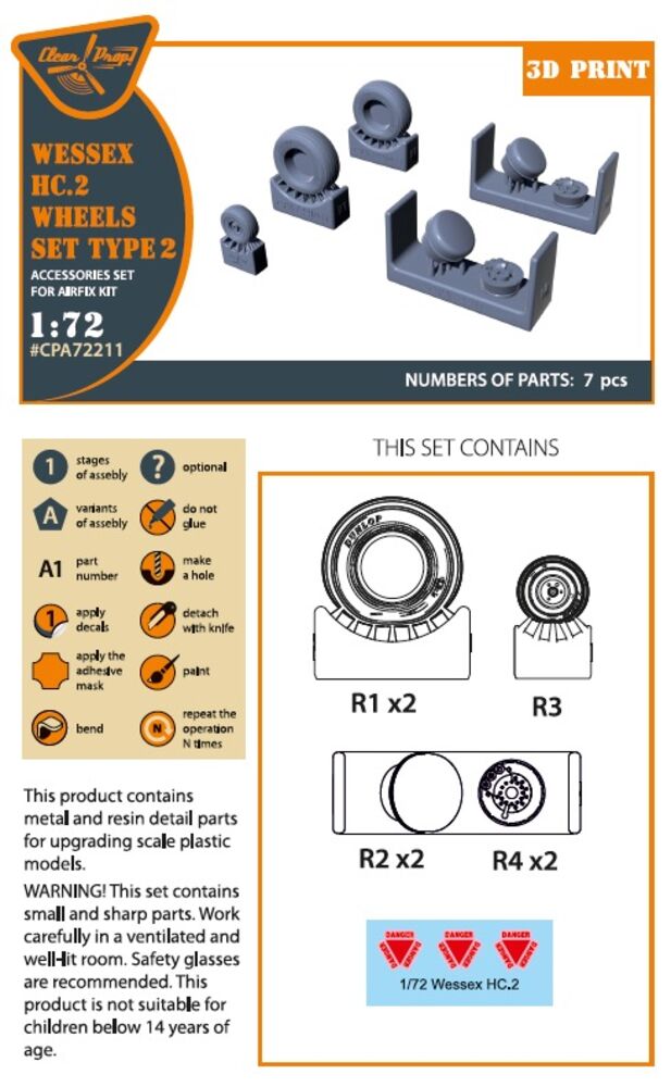 Wessex HC.2 Wheel set type 2 for Airfix kit