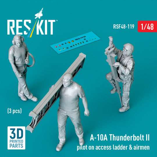 A-10A Thunderbolt II pilot on access ladder & airmen (3 pcs) (3D Printed)