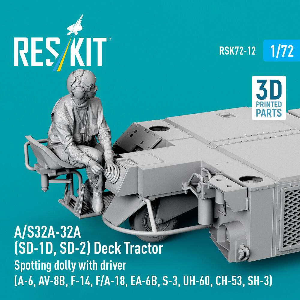 A/S32A-32A (SD-1D, SD-2) Deck Tractor Spotting dolly with driver (A-6, AV-8B, F-14, F/A-18, EA-6B, S-3, UH-60, CH-53, SH-3) (3D Printed model kit)