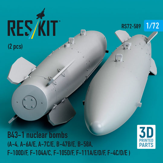 B43-1 nuclear bombs (2 pcs) (A-4, A-6A/E, A-7C/E, B-47B/E, B-58A, F-100D/F, F-104A/C, F-105D/F, F-111A/E/D/F, F-4C/D/E ) (3D Printed)