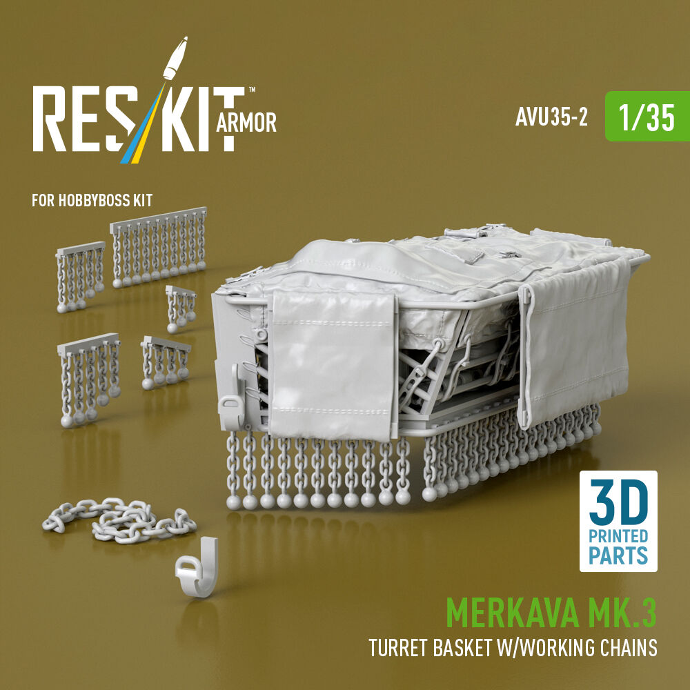 Merkava Mk.3 turret basket w/working chains for HobbyBoss kit (3D Printed)