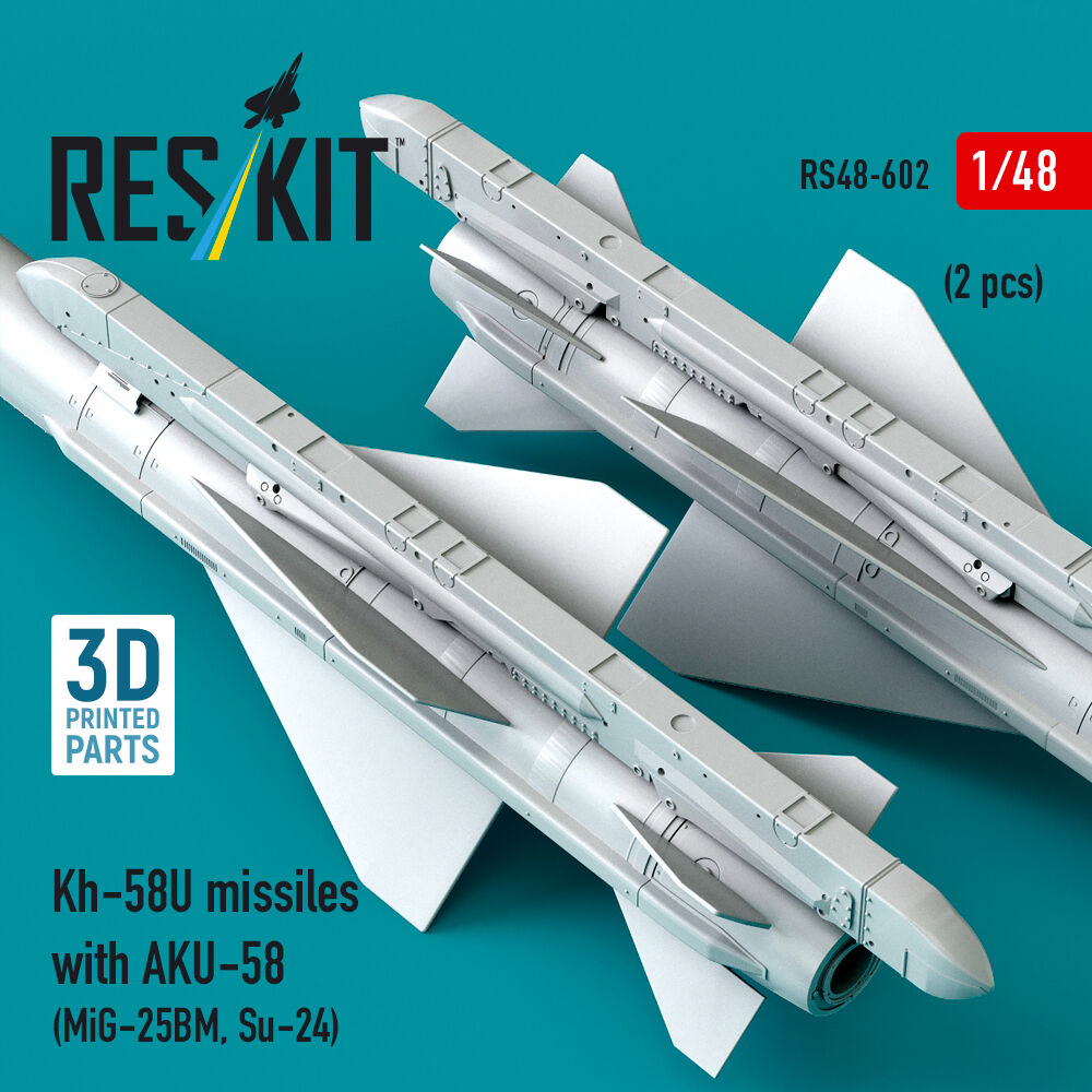 Kh-58U missiles with AKU-58 (2 pcs) (MiG-25BM, Su-24) (3D Printed)
