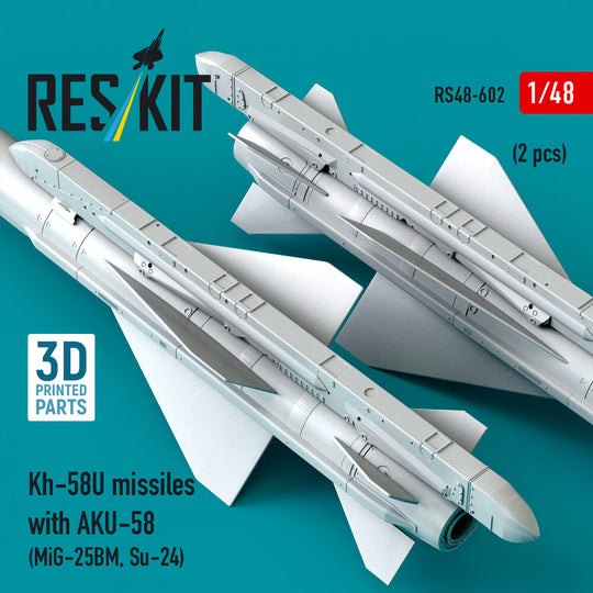 Kh-58U missiles with AKU-58 (2 pcs) (MiG-25BM, Su-24) (3D Printed)