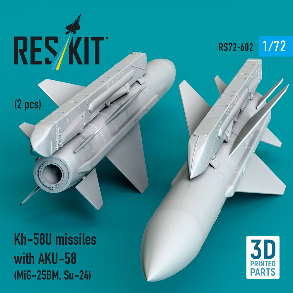 Kh-58U missiles with AKU-58 (2 pcs) (MiG-25BM, Su-24) (3D Printed)