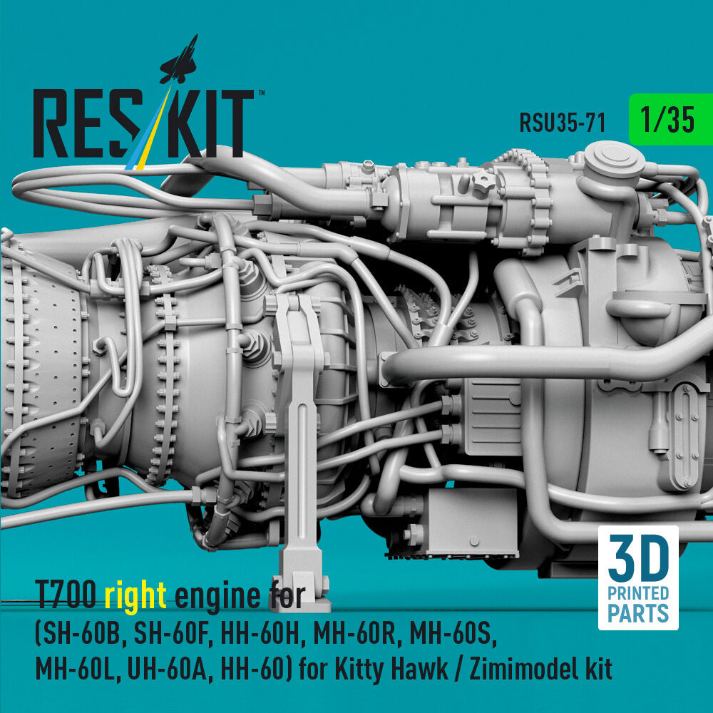 T700 right engine (SH-60B, SH-60F, HH-60H, MH-60R, MH-60S, MH-60L, UH-60A, HH-60) for Kitty Hawk / Zimimodel kit (3D Printed)