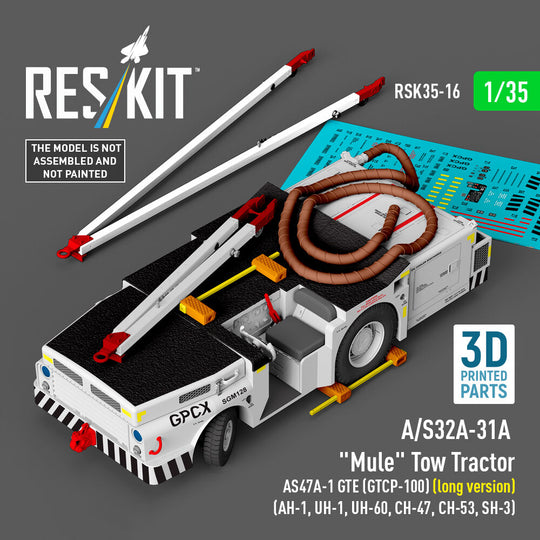 A/S32A-31A Mule Tow Tractor AS47A-1 GTE (GTCP-100) (long version) (AH-1, UH-1, UH-60, CH-47, CH-53, SH-3) (3D Printed model kit)